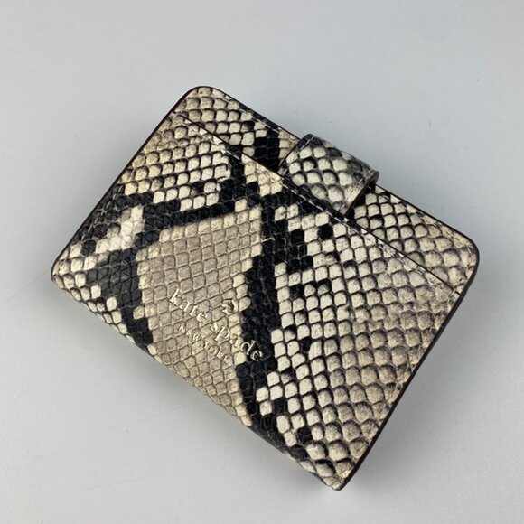 Kate Spade KF542 Phoebe Snake Embossed Small Card Holder, Tiramisu Mousse - Picture 2 of 4